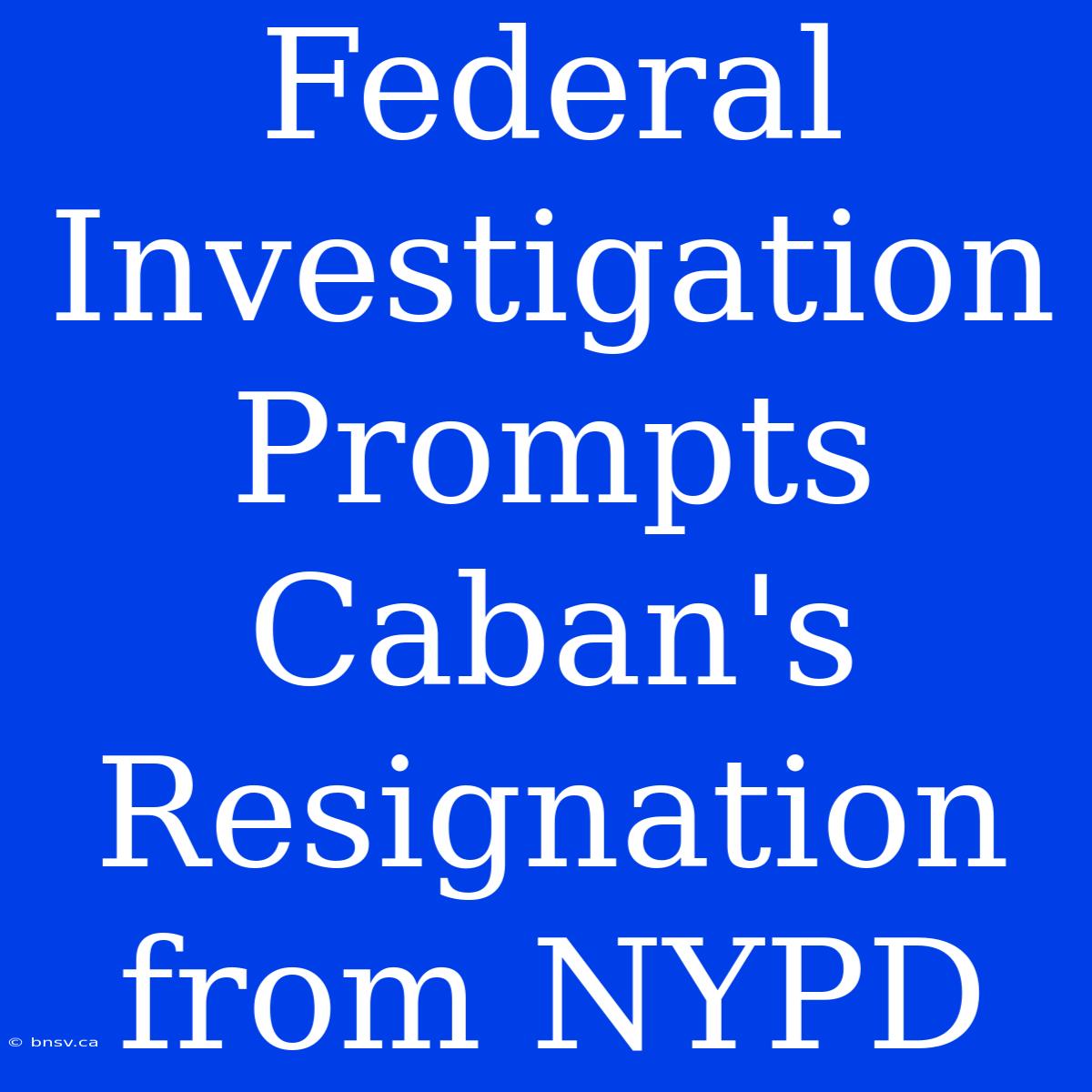 Federal Investigation Prompts Caban's Resignation From NYPD