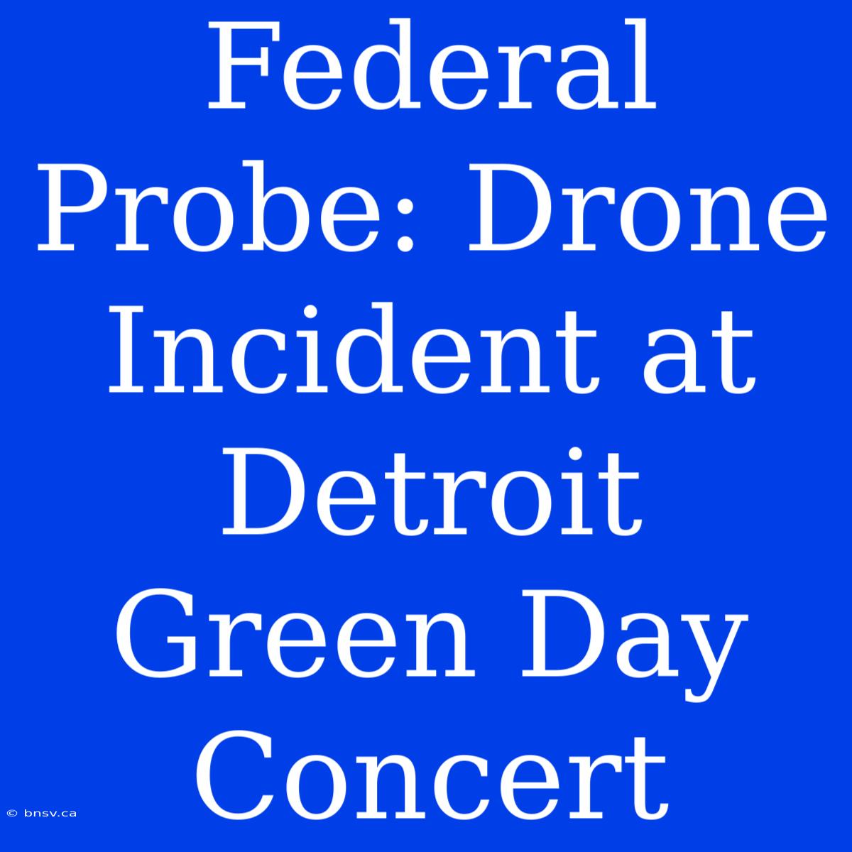 Federal Probe: Drone Incident At Detroit Green Day Concert