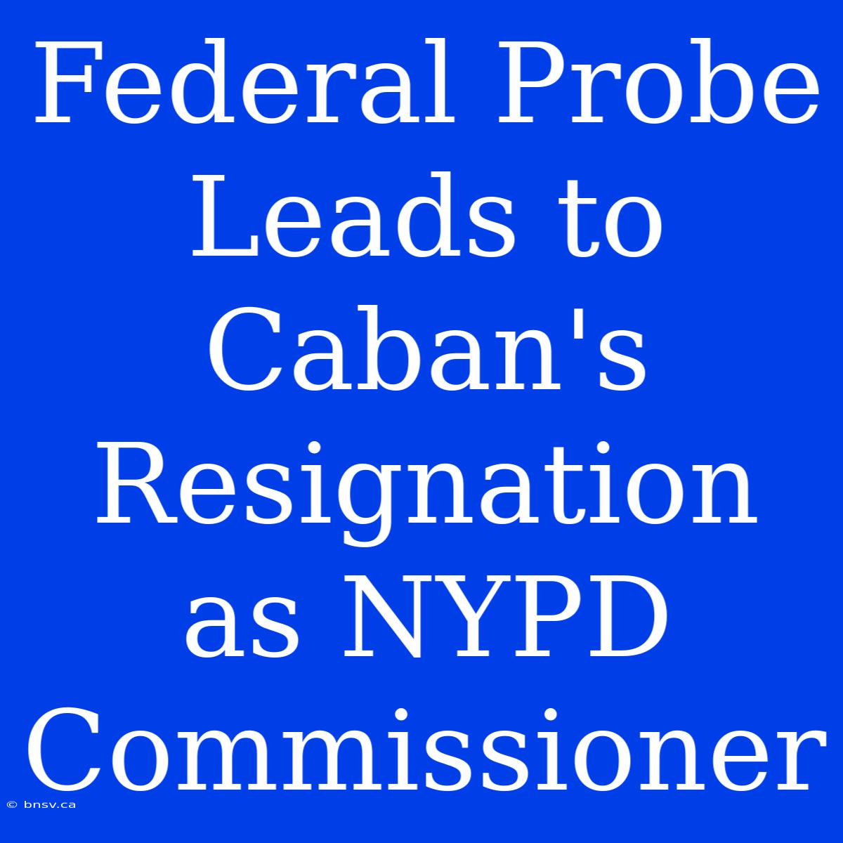 Federal Probe Leads To Caban's Resignation As NYPD Commissioner