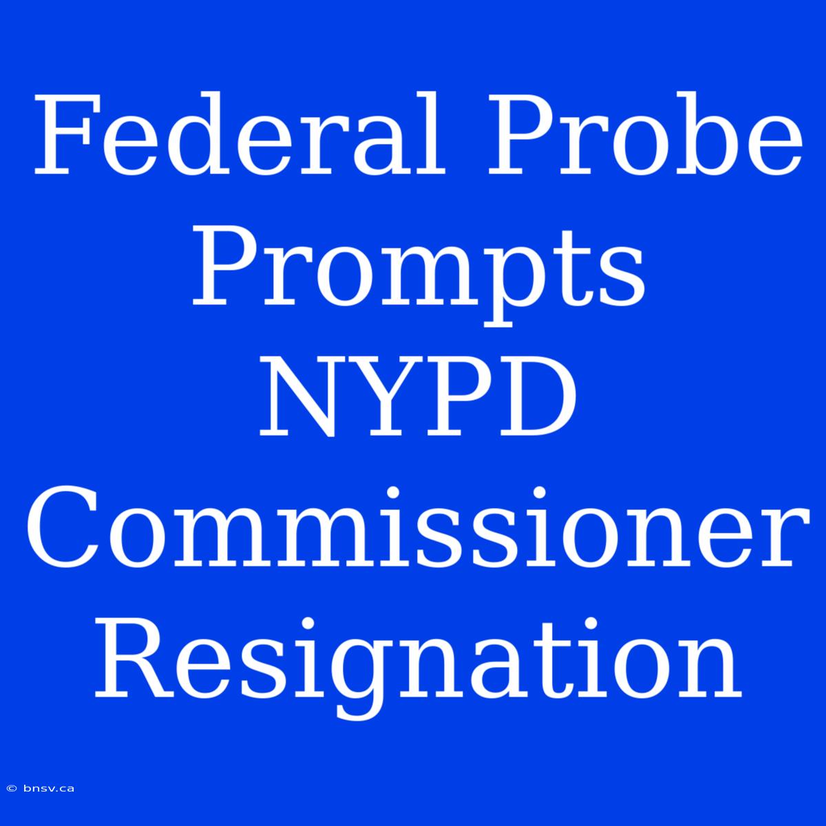 Federal Probe Prompts NYPD Commissioner Resignation