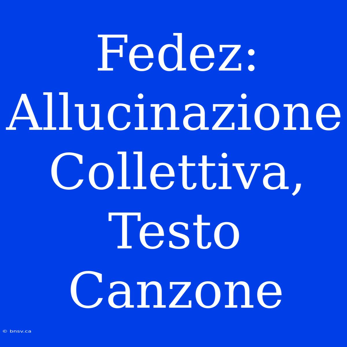 Fedez: Allucinazione Collettiva, Testo Canzone