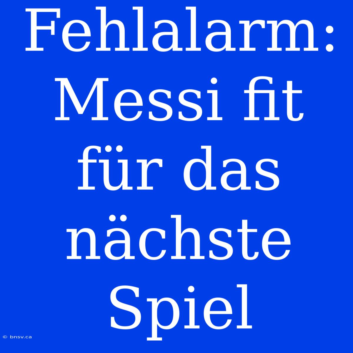 Fehlalarm: Messi Fit Für Das Nächste Spiel