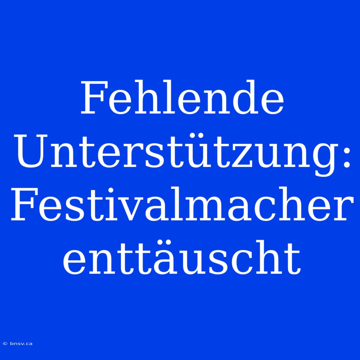 Fehlende Unterstützung: Festivalmacher Enttäuscht