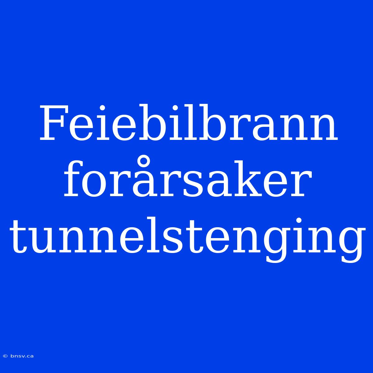 Feiebilbrann Forårsaker Tunnelstenging