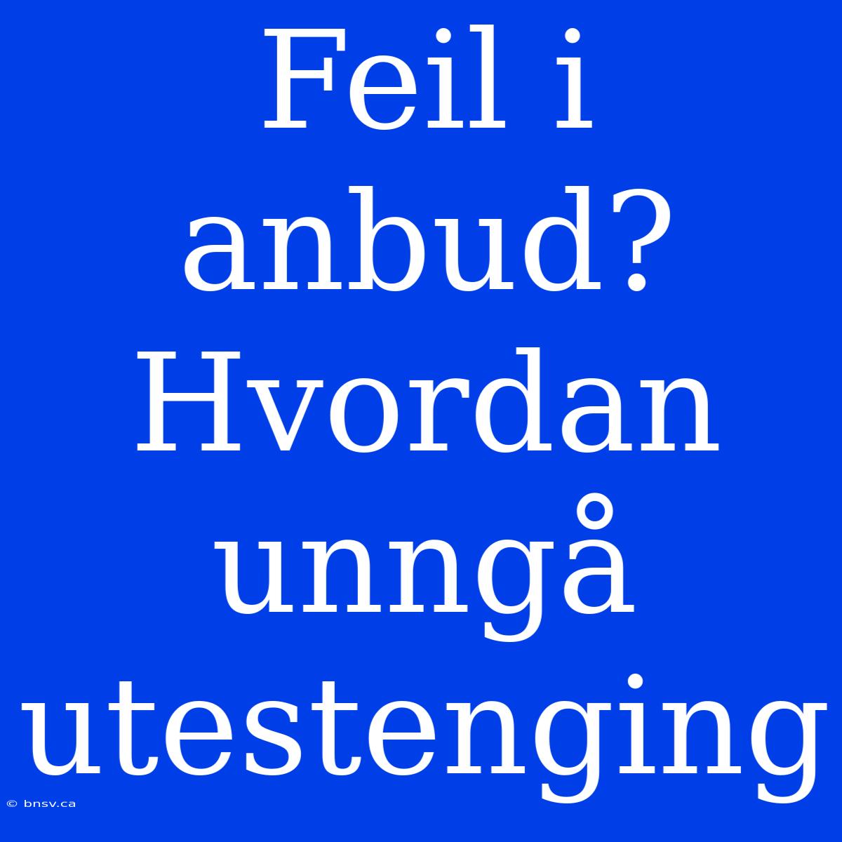 Feil I Anbud? Hvordan Unngå Utestenging