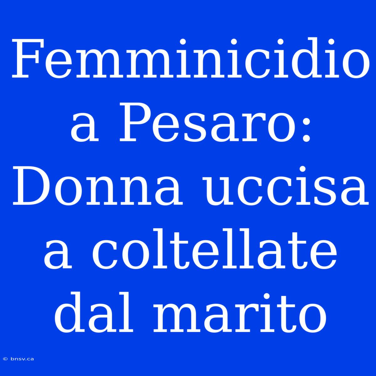 Femminicidio A Pesaro: Donna Uccisa A Coltellate Dal Marito