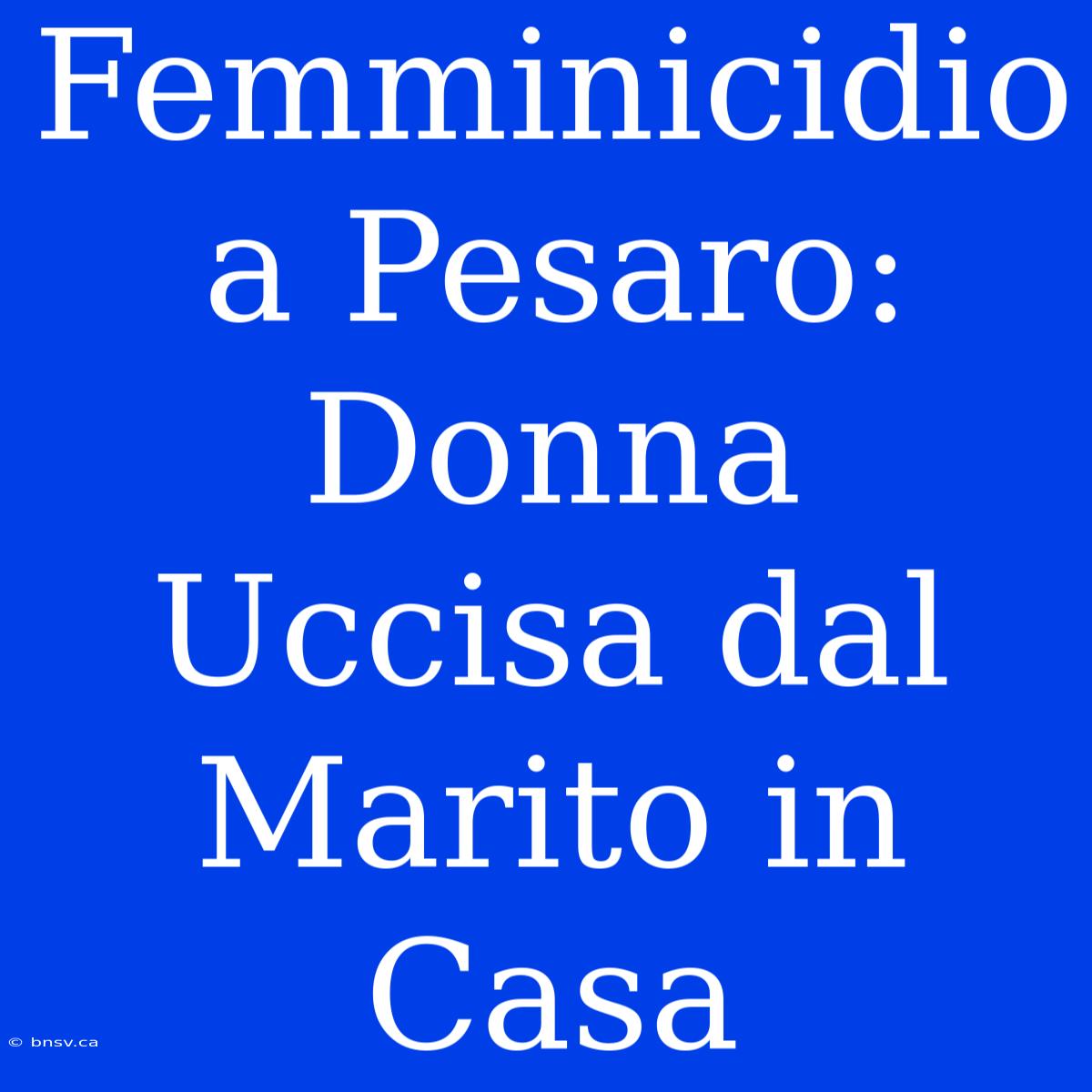 Femminicidio A Pesaro: Donna Uccisa Dal Marito In Casa