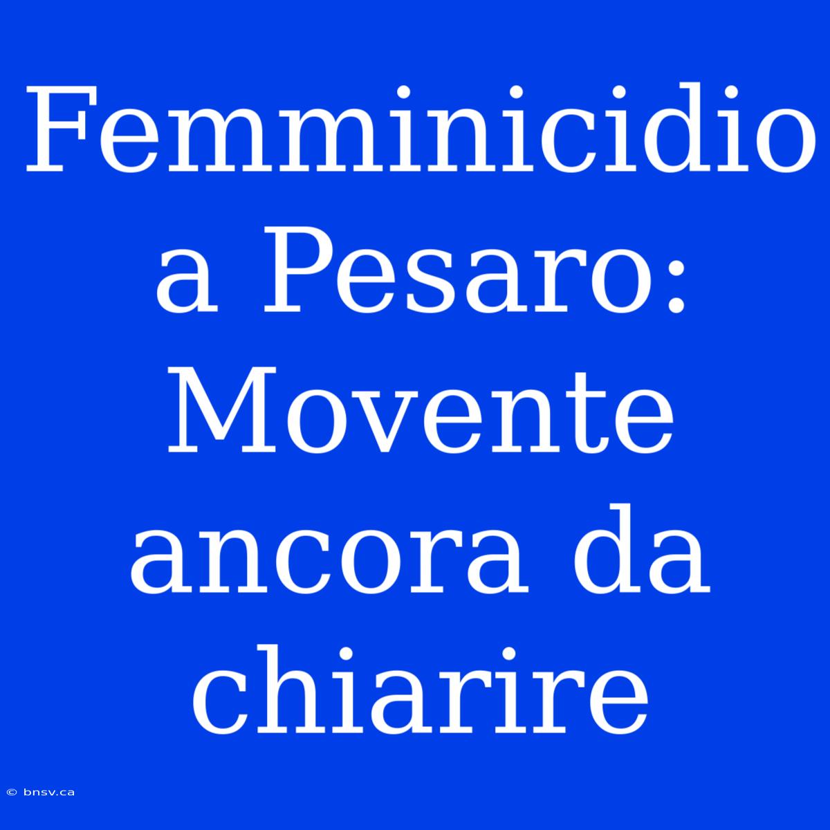 Femminicidio A Pesaro:  Movente Ancora Da Chiarire