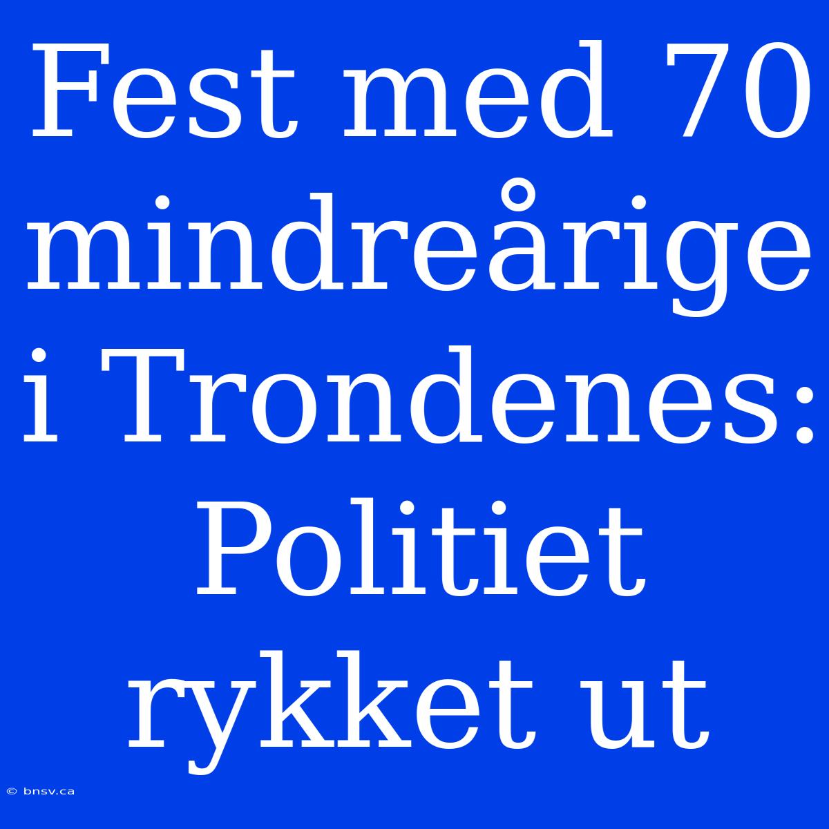 Fest Med 70 Mindreårige I Trondenes: Politiet Rykket Ut