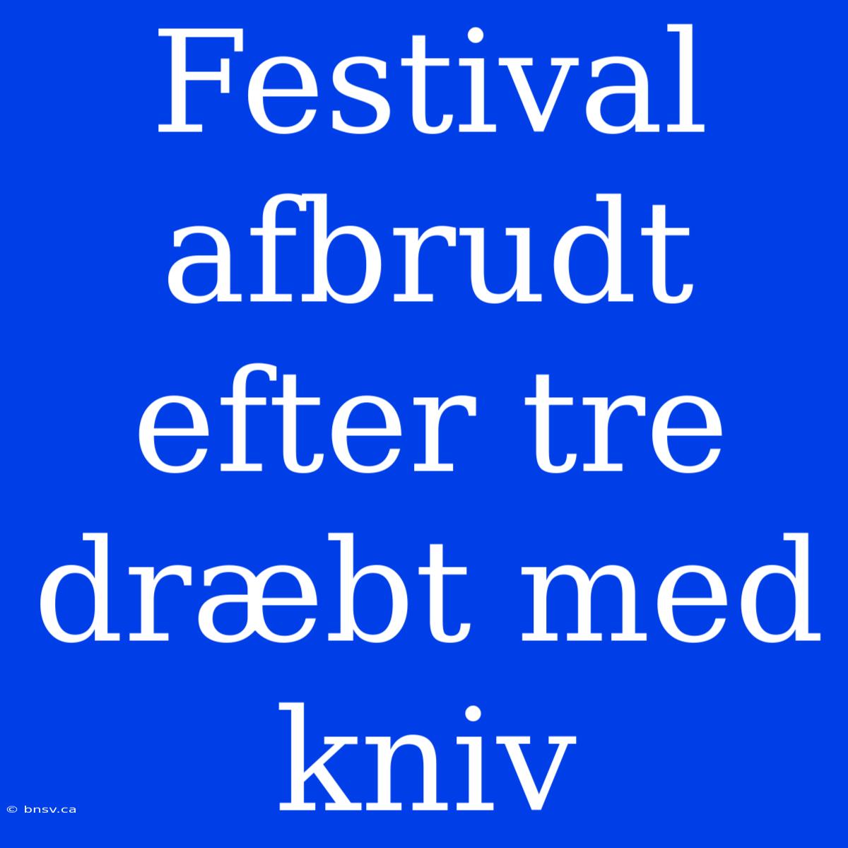 Festival Afbrudt Efter Tre Dræbt Med Kniv