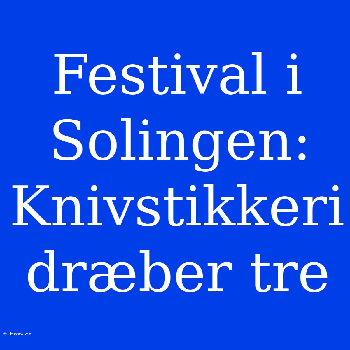 Festival I Solingen: Knivstikkeri Dræber Tre