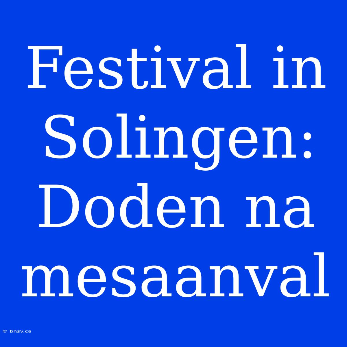 Festival In Solingen: Doden Na Mesaanval