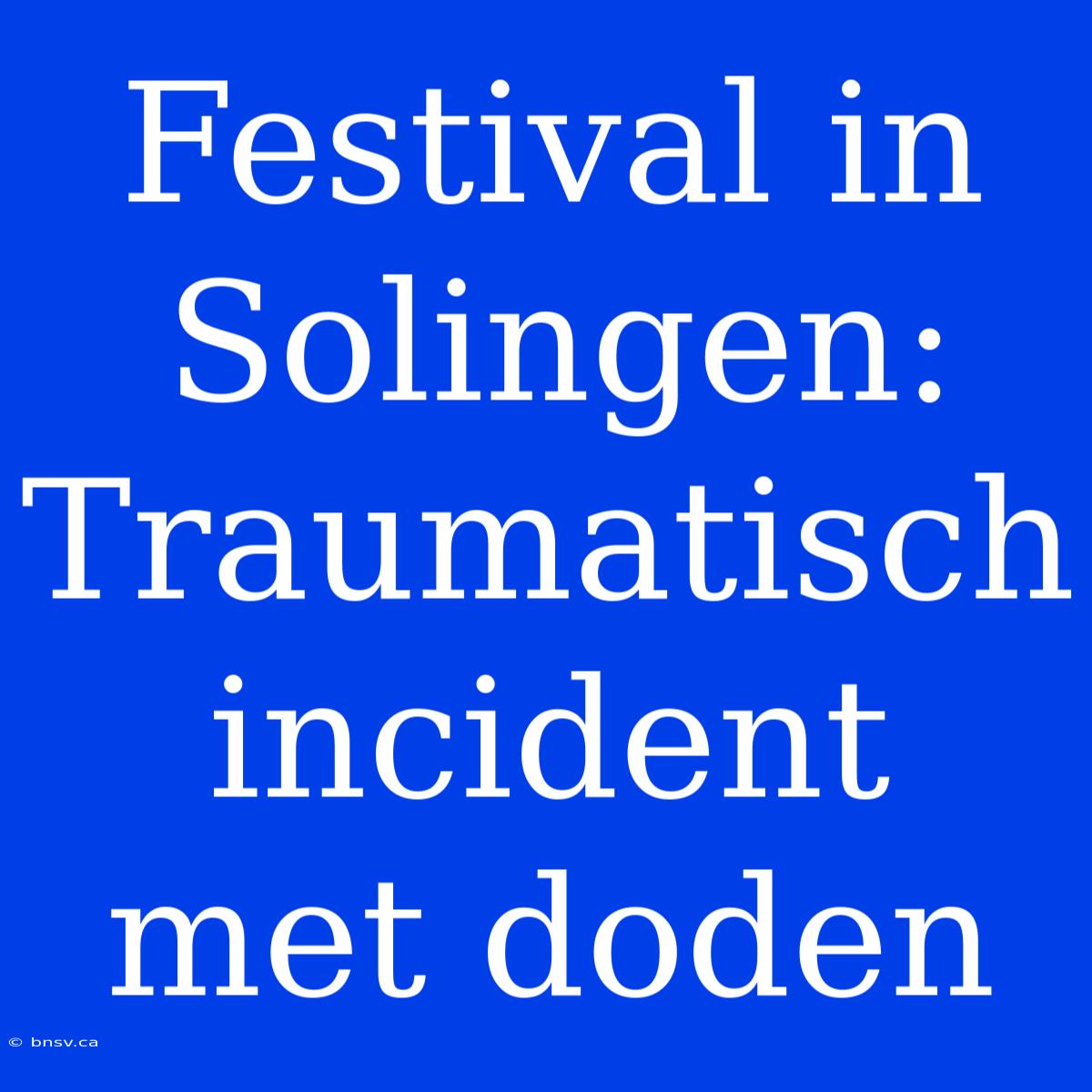 Festival In Solingen: Traumatisch Incident Met Doden