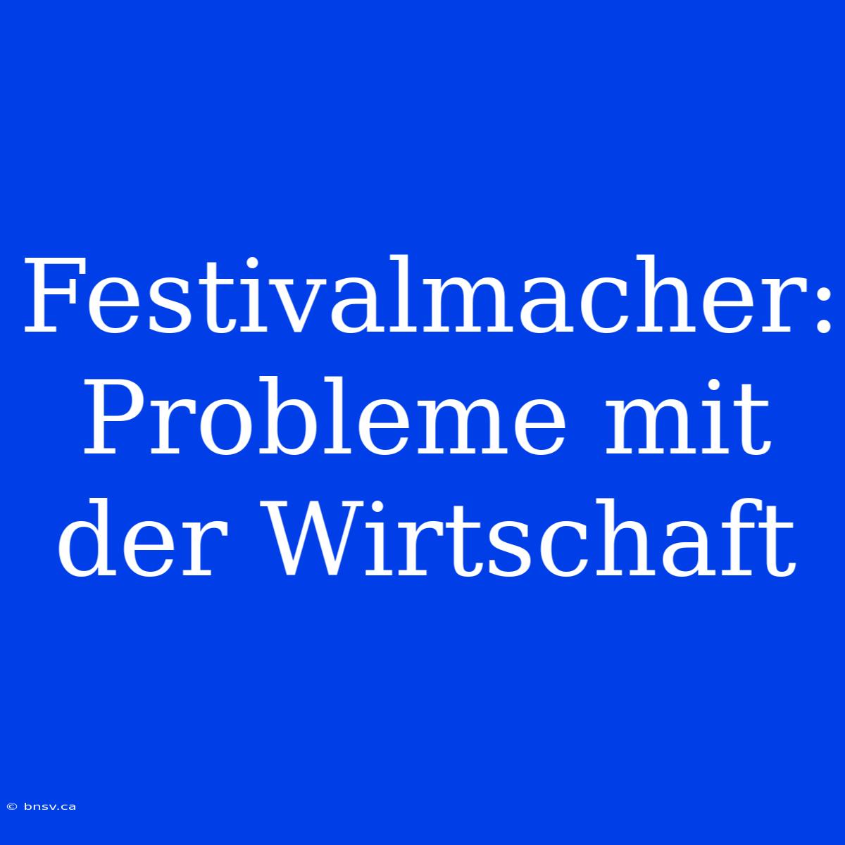 Festivalmacher: Probleme Mit Der Wirtschaft