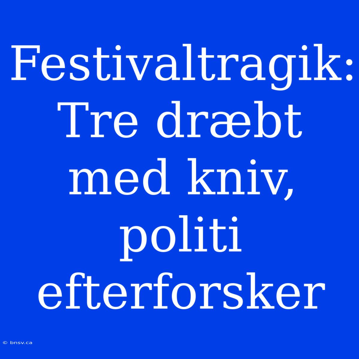 Festivaltragik: Tre Dræbt Med Kniv, Politi Efterforsker