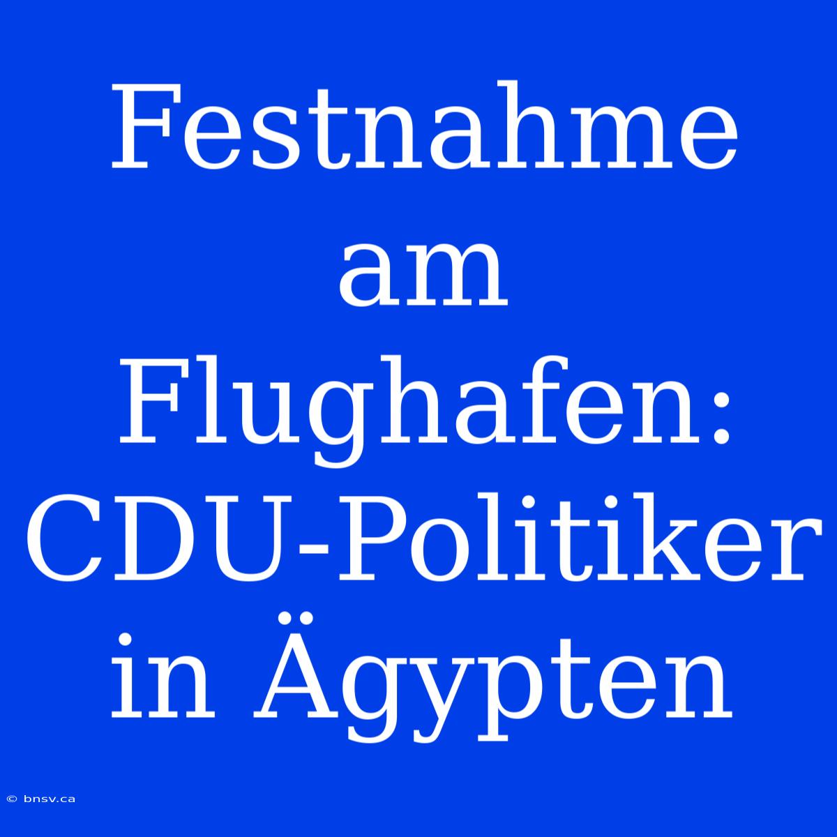 Festnahme Am Flughafen: CDU-Politiker In Ägypten