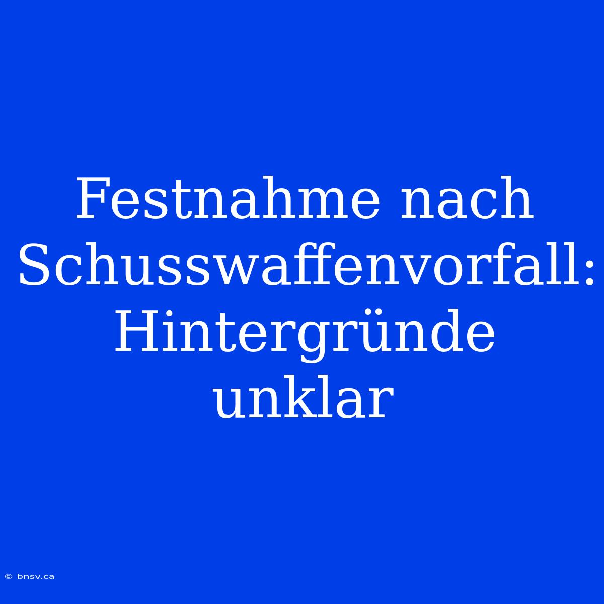 Festnahme Nach Schusswaffenvorfall: Hintergründe Unklar