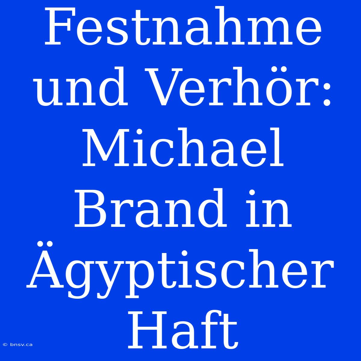 Festnahme Und Verhör: Michael Brand In Ägyptischer Haft