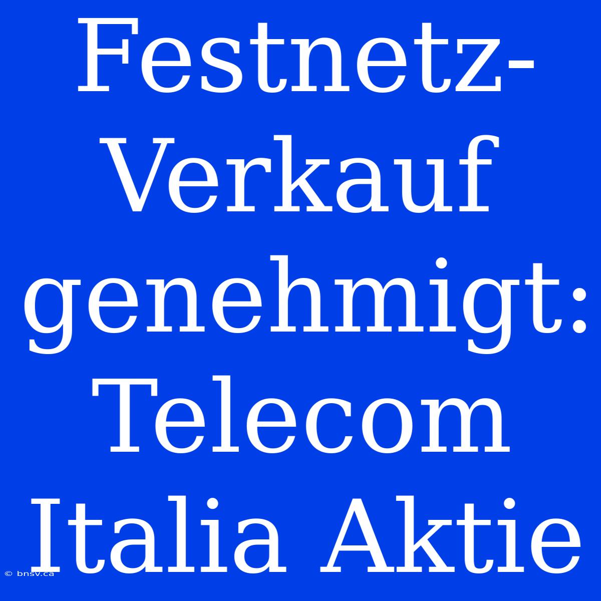 Festnetz-Verkauf Genehmigt: Telecom Italia Aktie