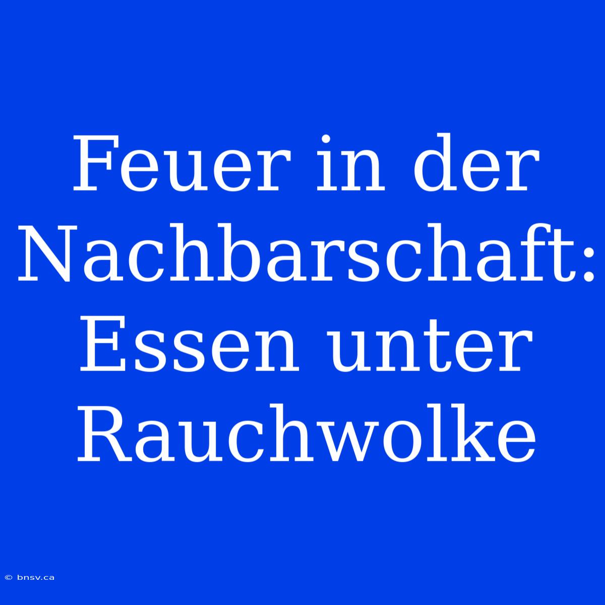 Feuer In Der Nachbarschaft: Essen Unter Rauchwolke