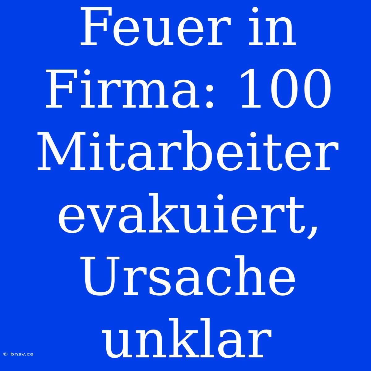 Feuer In Firma: 100 Mitarbeiter Evakuiert, Ursache Unklar