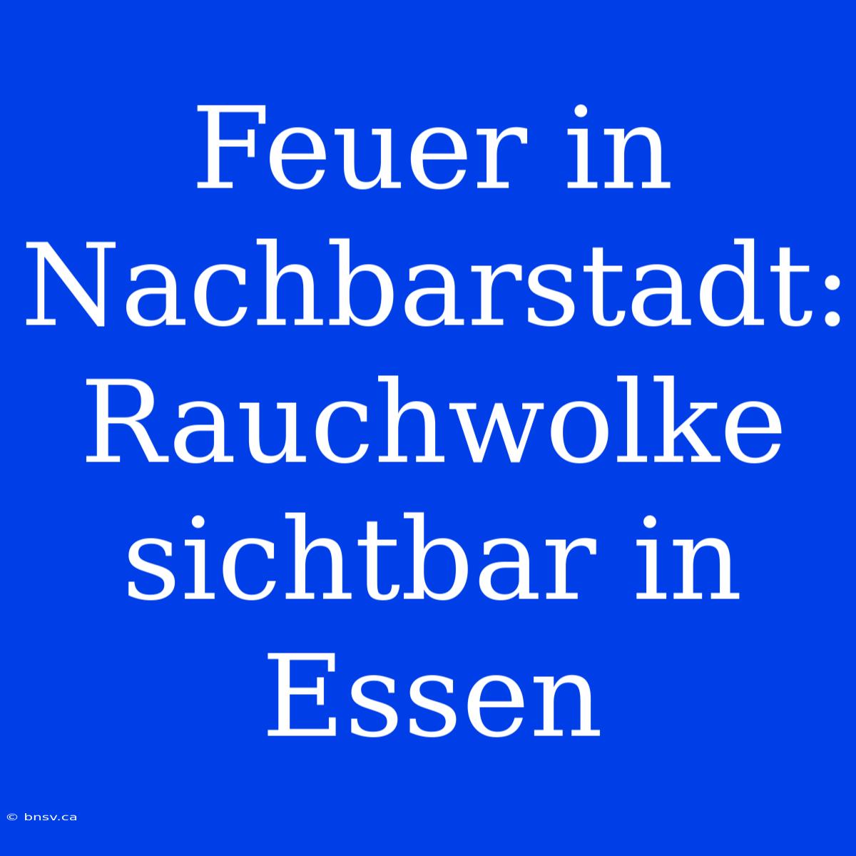 Feuer In Nachbarstadt: Rauchwolke Sichtbar In Essen