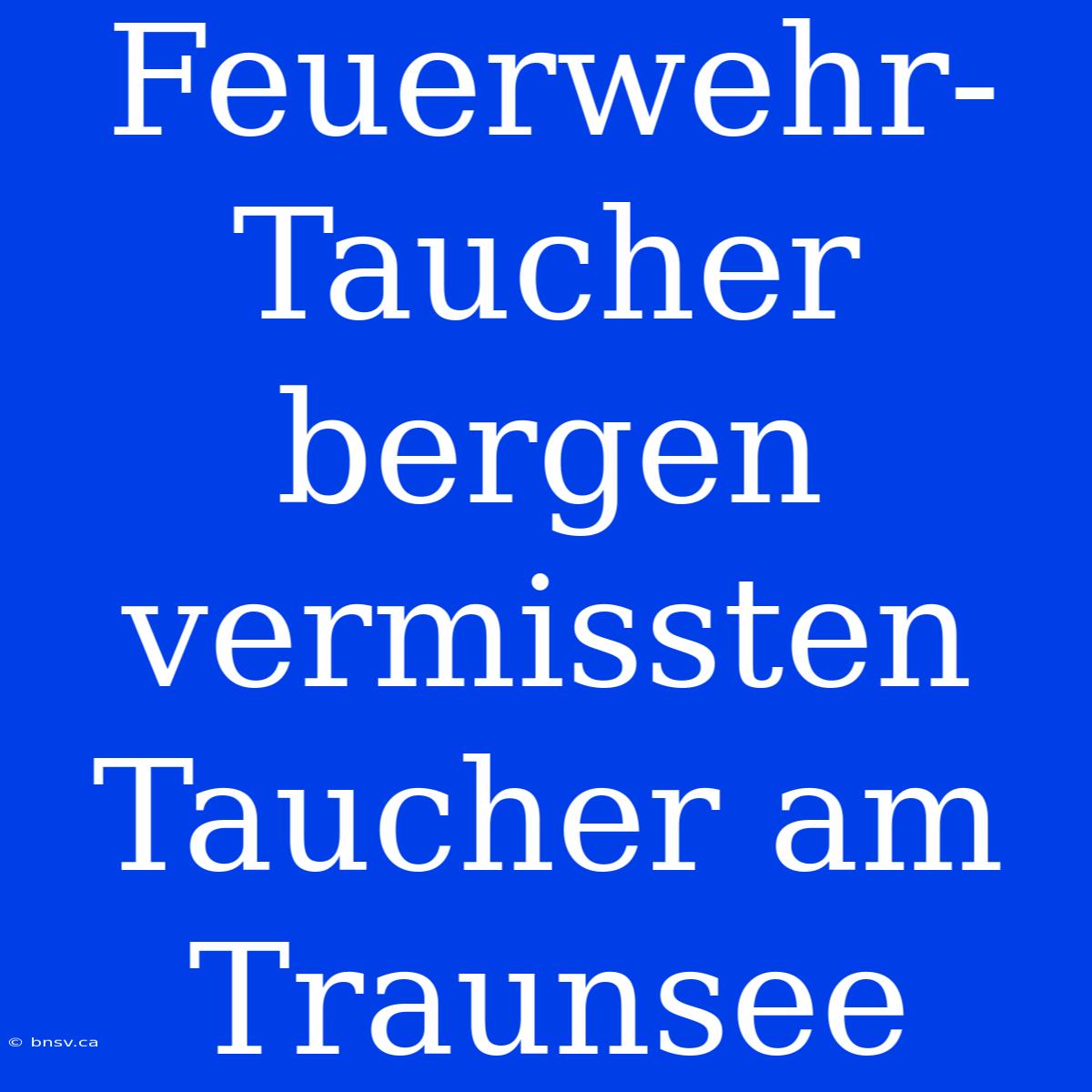 Feuerwehr-Taucher Bergen Vermissten Taucher Am Traunsee