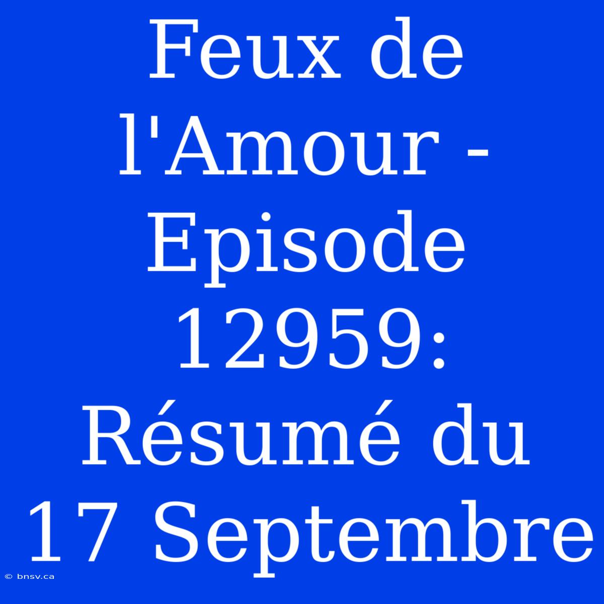 Feux De L'Amour - Episode 12959: Résumé Du 17 Septembre