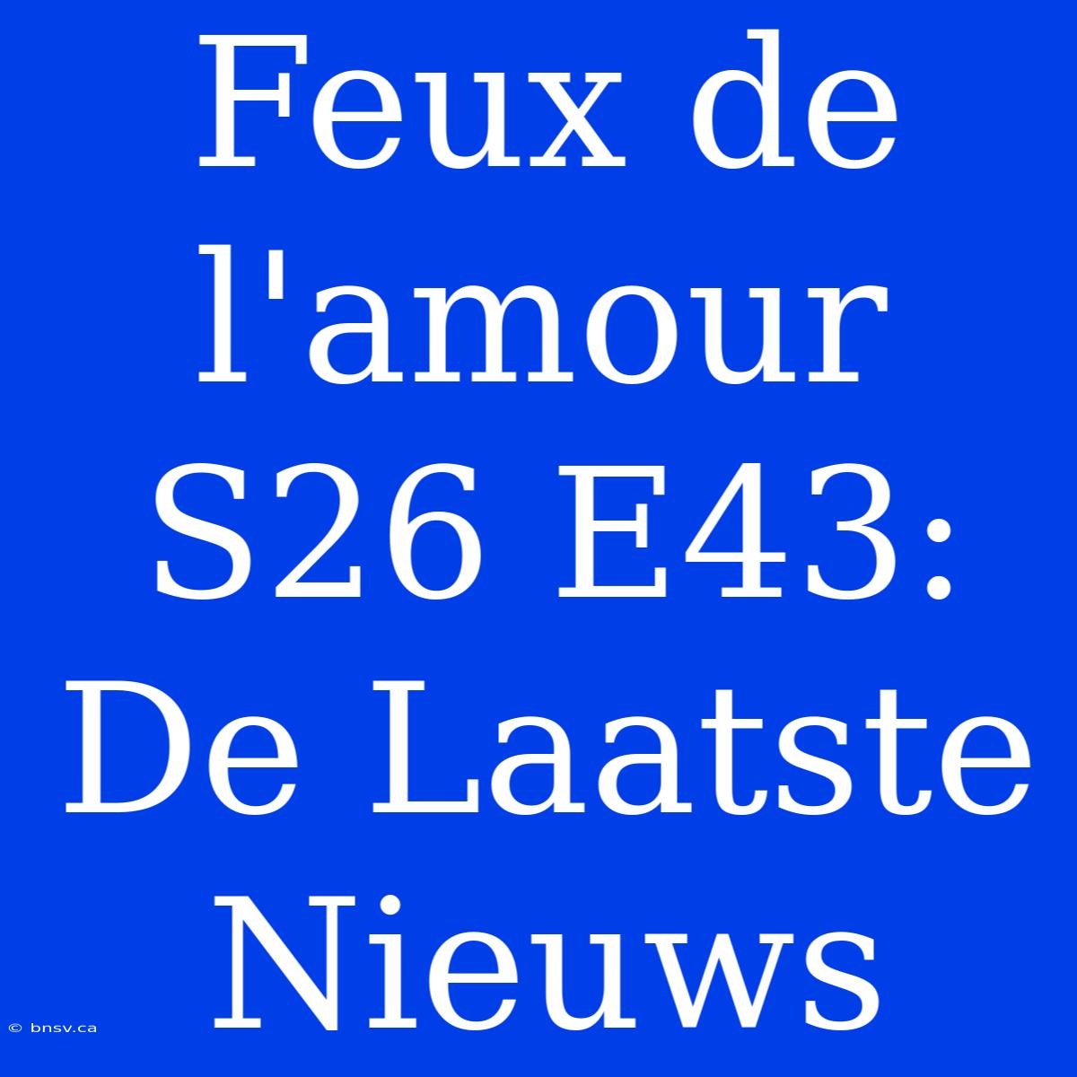 Feux De L'amour S26 E43: De Laatste Nieuws