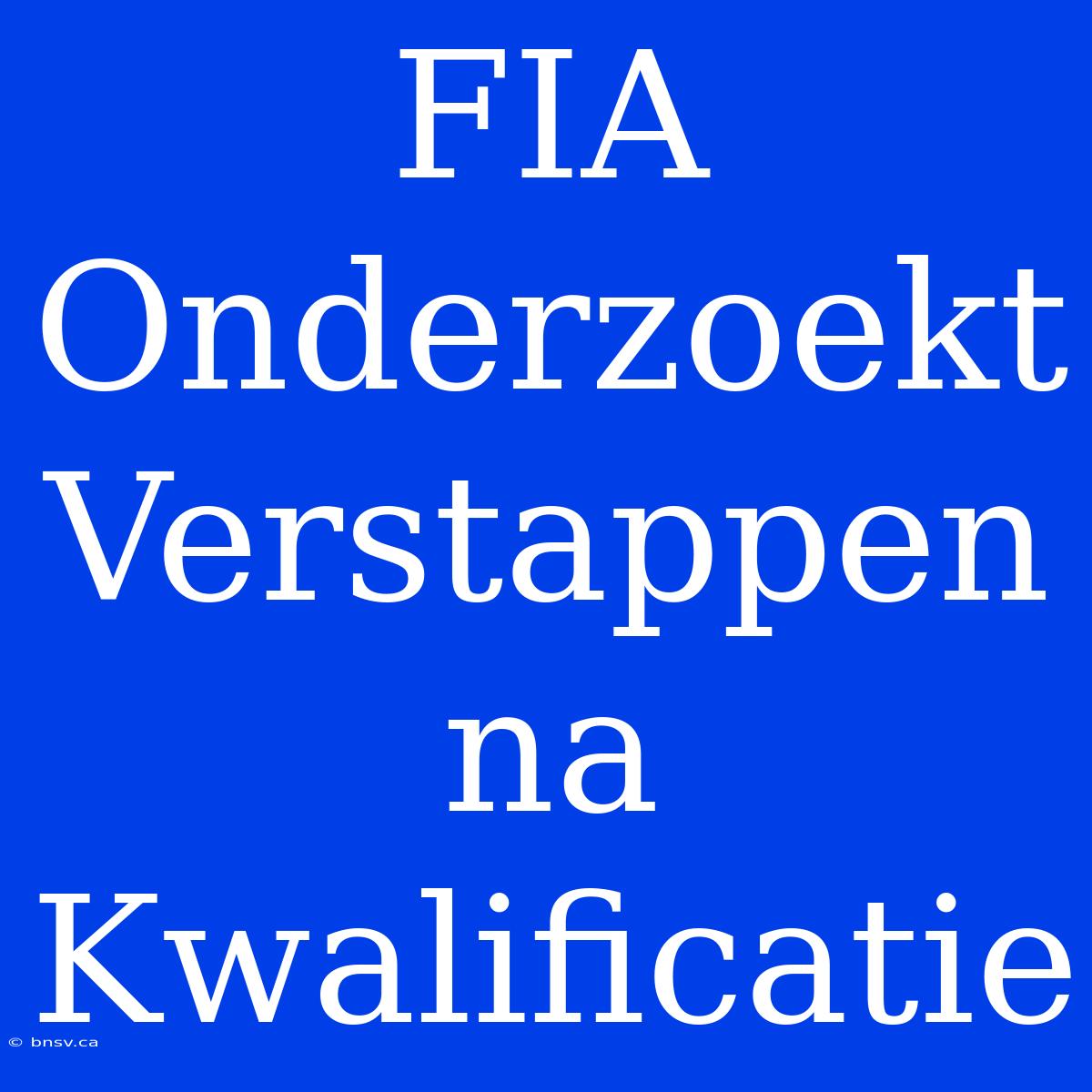 FIA Onderzoekt Verstappen Na Kwalificatie