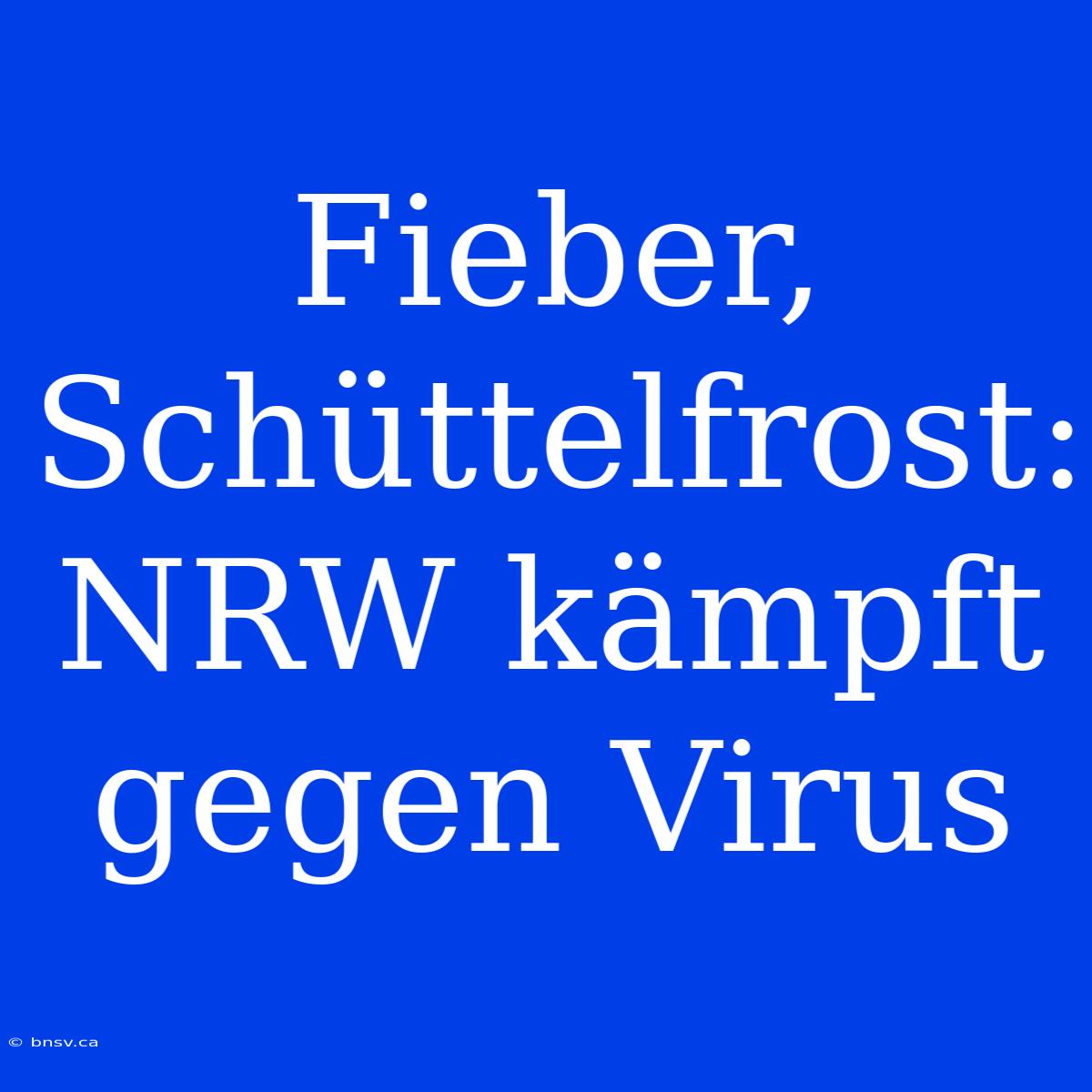 Fieber, Schüttelfrost: NRW Kämpft Gegen Virus