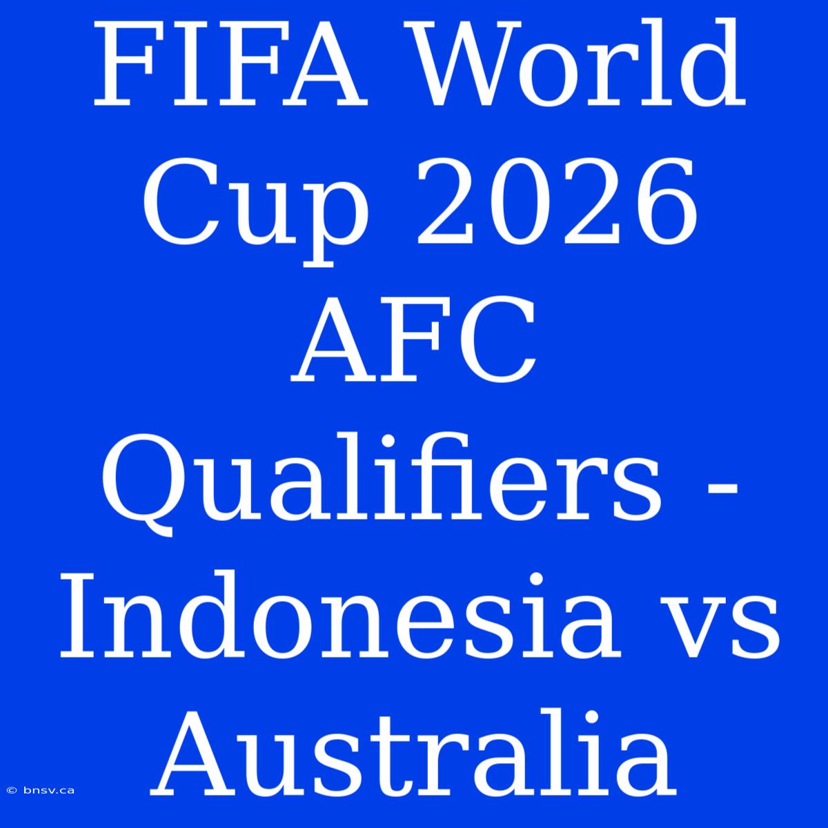 FIFA World Cup 2026 AFC Qualifiers - Indonesia Vs Australia