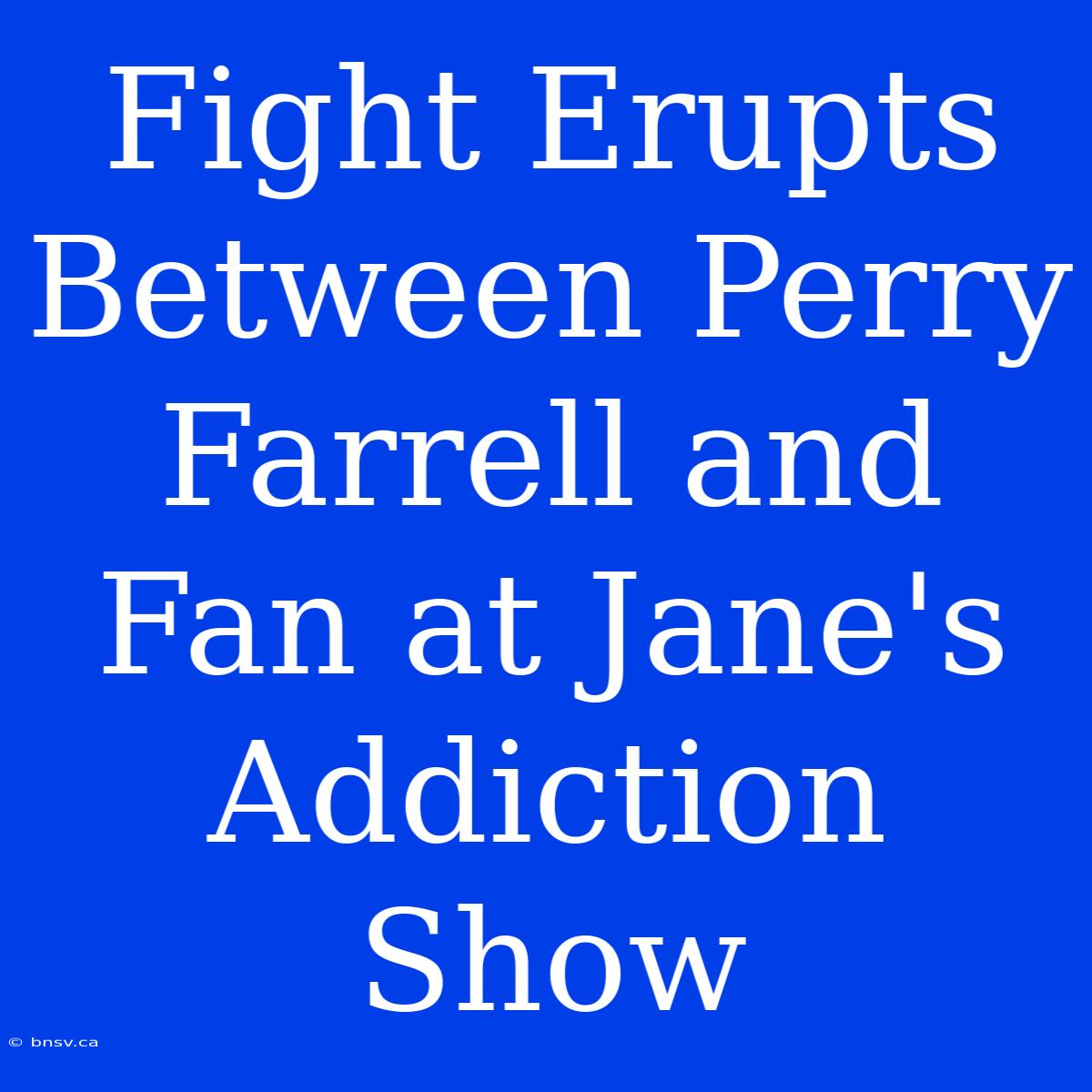 Fight Erupts Between Perry Farrell And Fan At Jane's Addiction Show