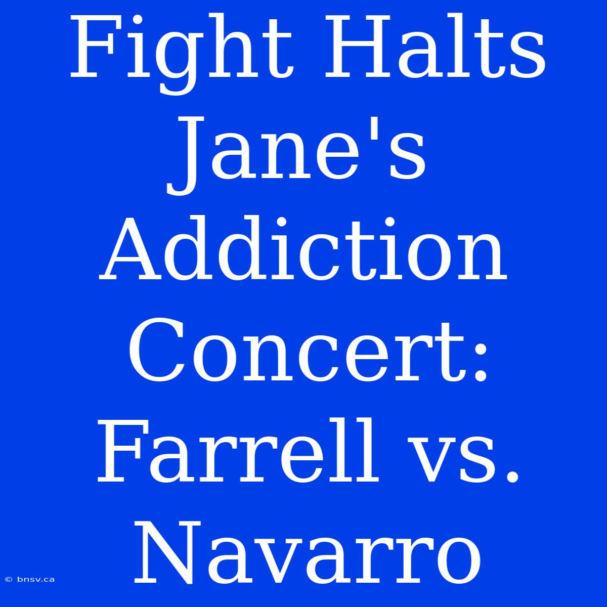 Fight Halts Jane's Addiction Concert: Farrell Vs. Navarro