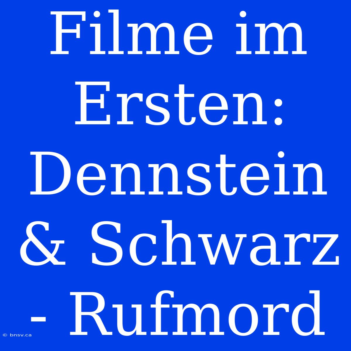 Filme Im Ersten: Dennstein & Schwarz - Rufmord