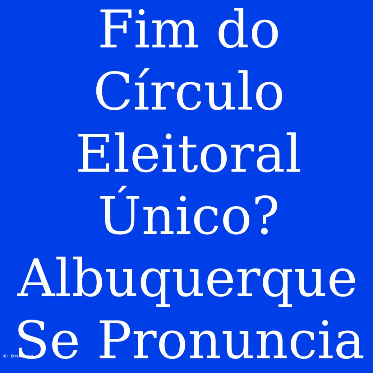 Fim Do Círculo Eleitoral Único? Albuquerque Se Pronuncia