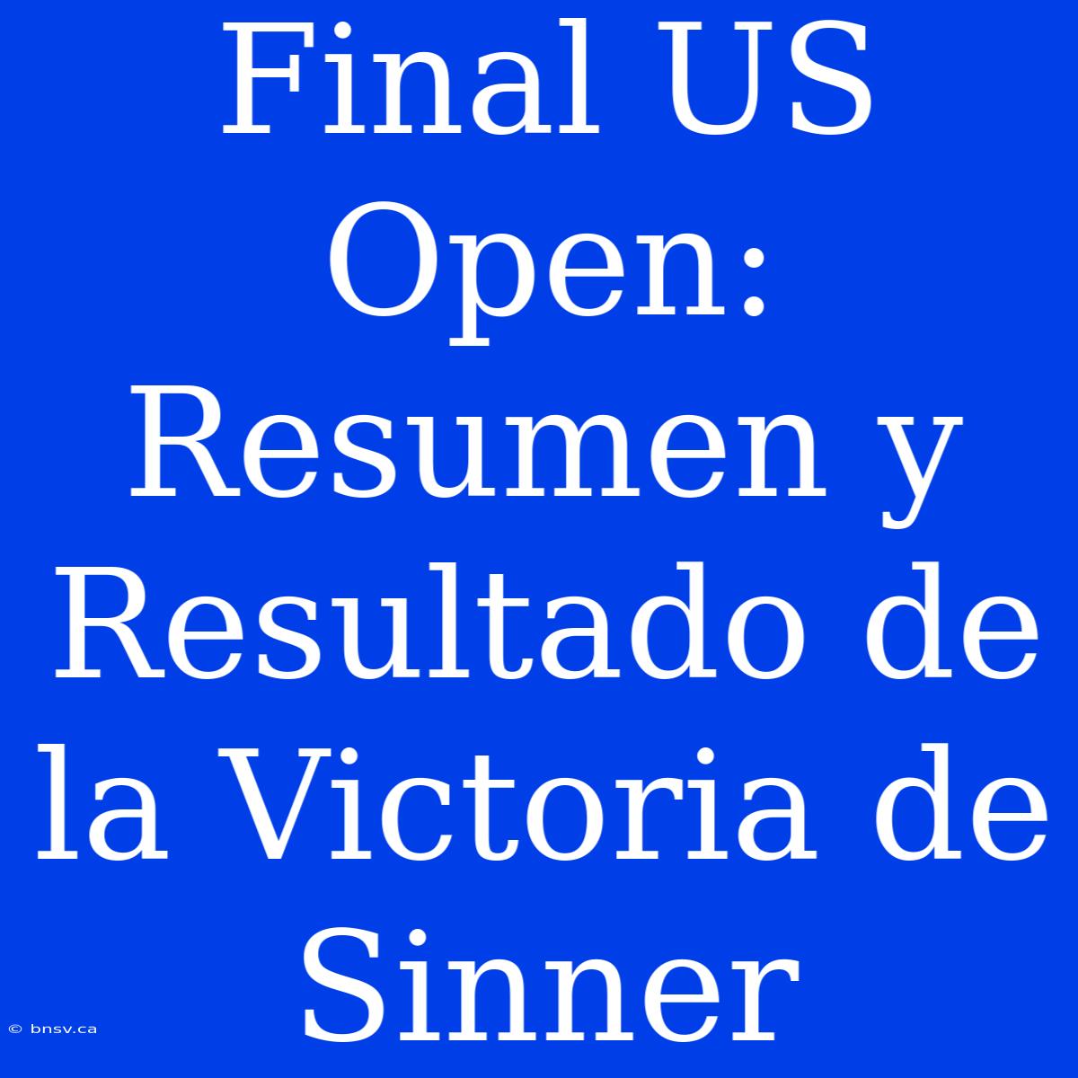 Final US Open: Resumen Y Resultado De La Victoria De Sinner