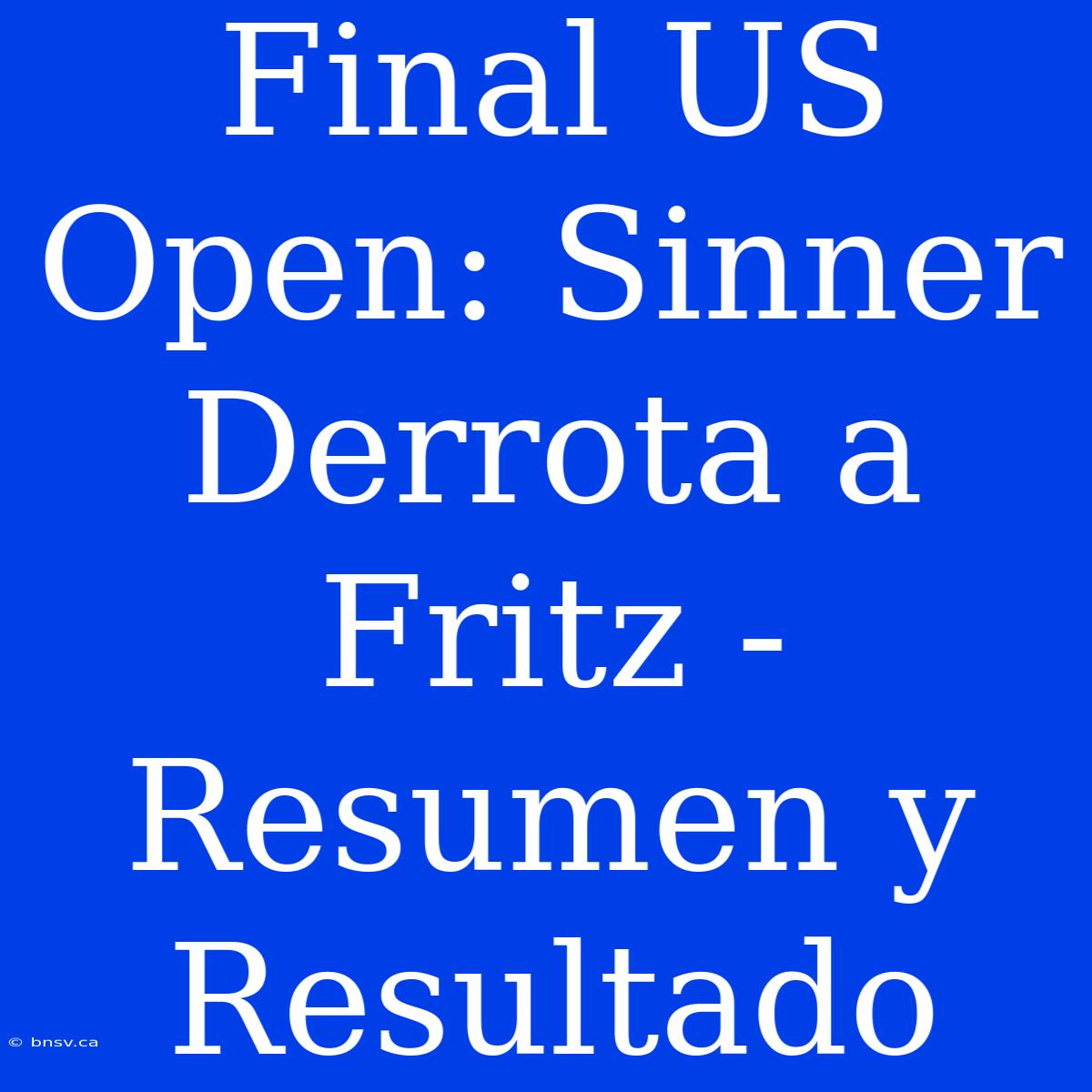 Final US Open: Sinner Derrota A Fritz - Resumen Y Resultado