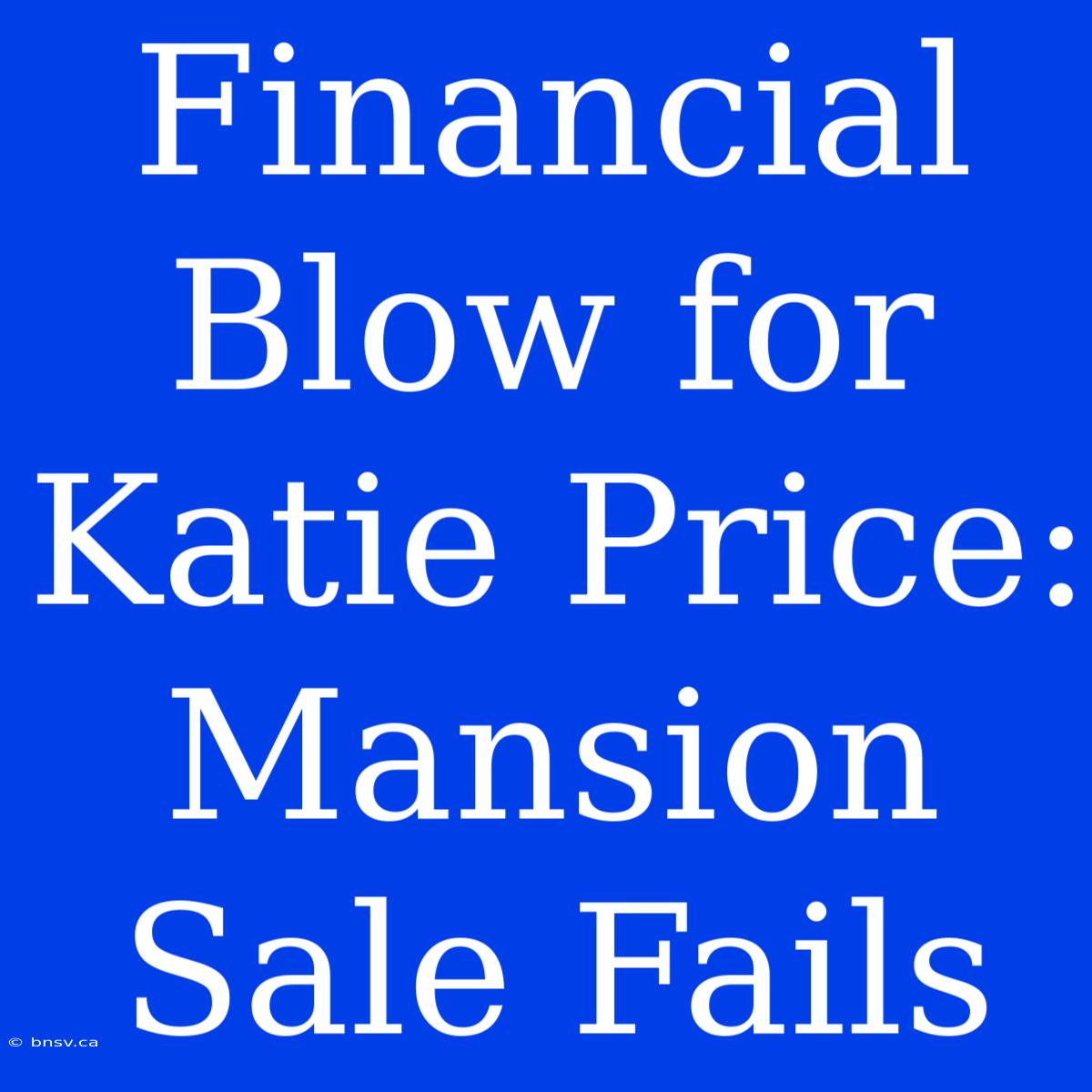 Financial Blow For Katie Price: Mansion Sale Fails