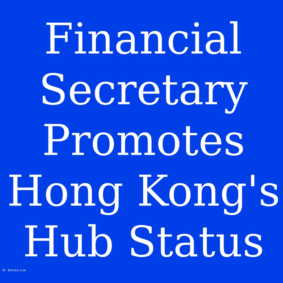 Financial Secretary Promotes Hong Kong's Hub Status