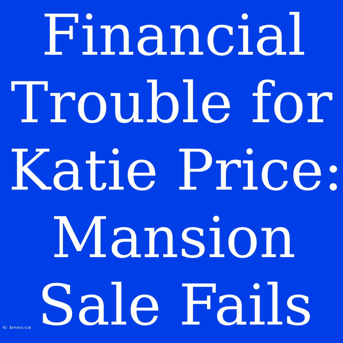 Financial Trouble For Katie Price: Mansion Sale Fails