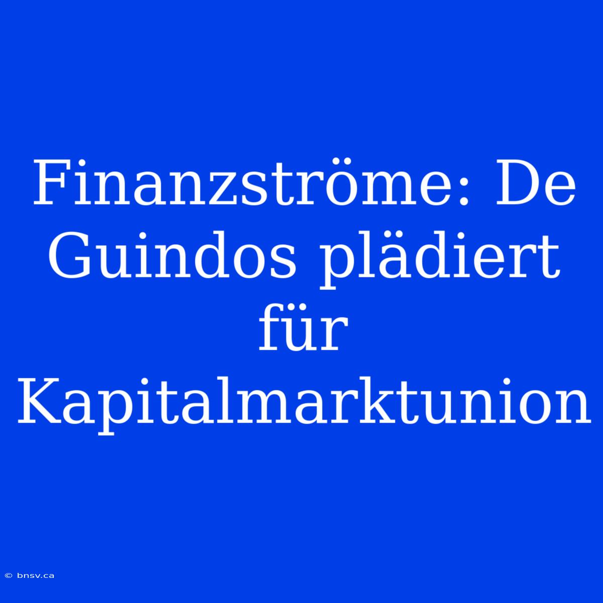 Finanzströme: De Guindos Plädiert Für Kapitalmarktunion