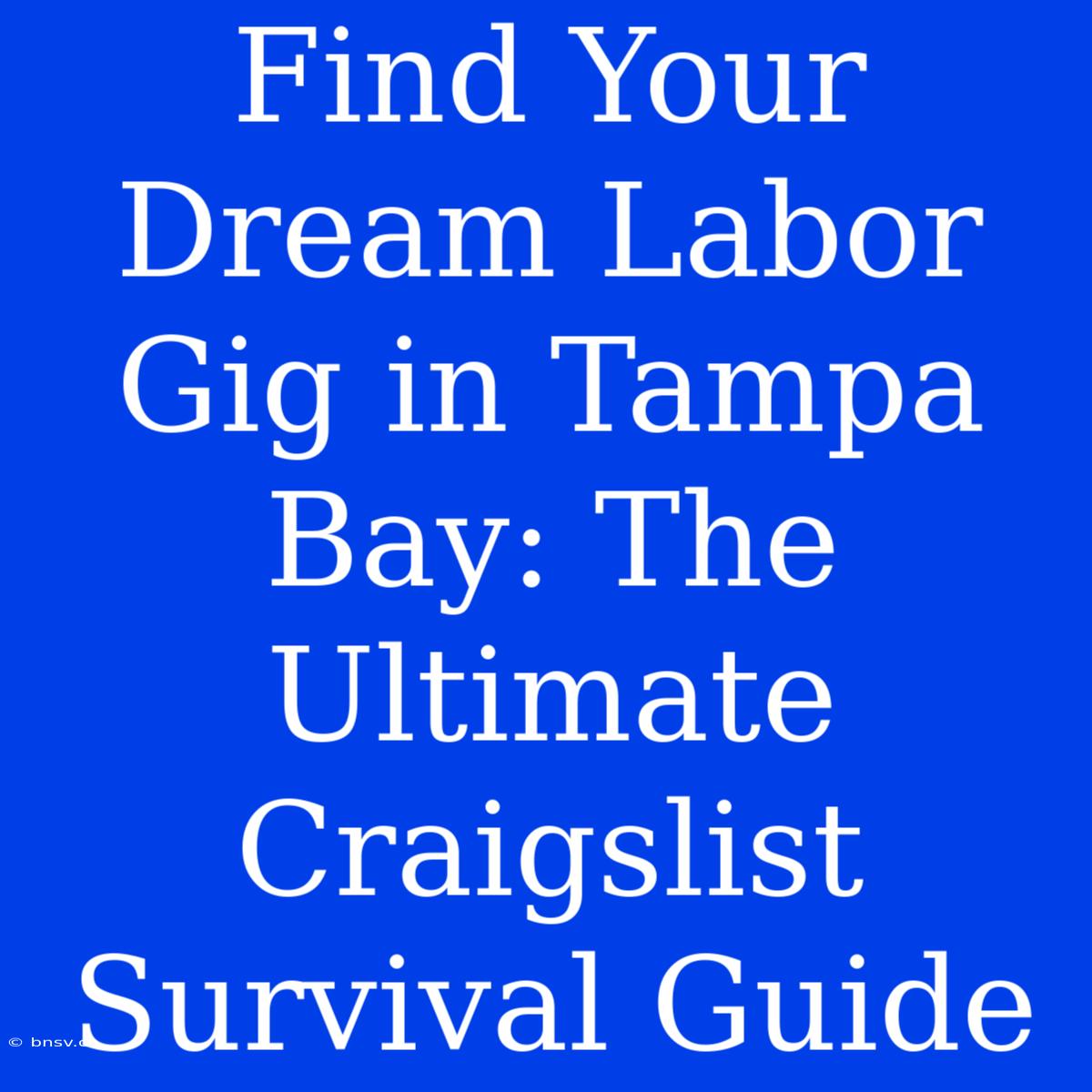 Find Your Dream Labor Gig In Tampa Bay: The Ultimate Craigslist Survival Guide