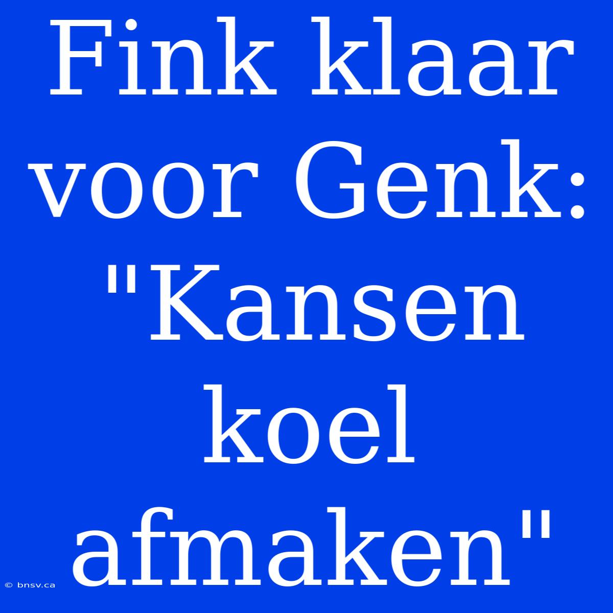 Fink Klaar Voor Genk: 