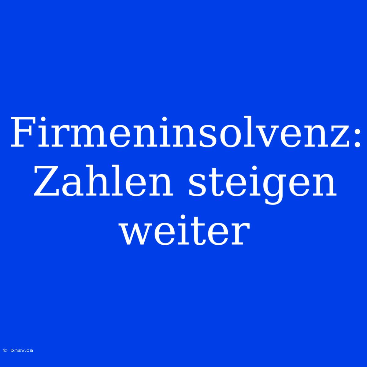 Firmeninsolvenz:  Zahlen Steigen Weiter