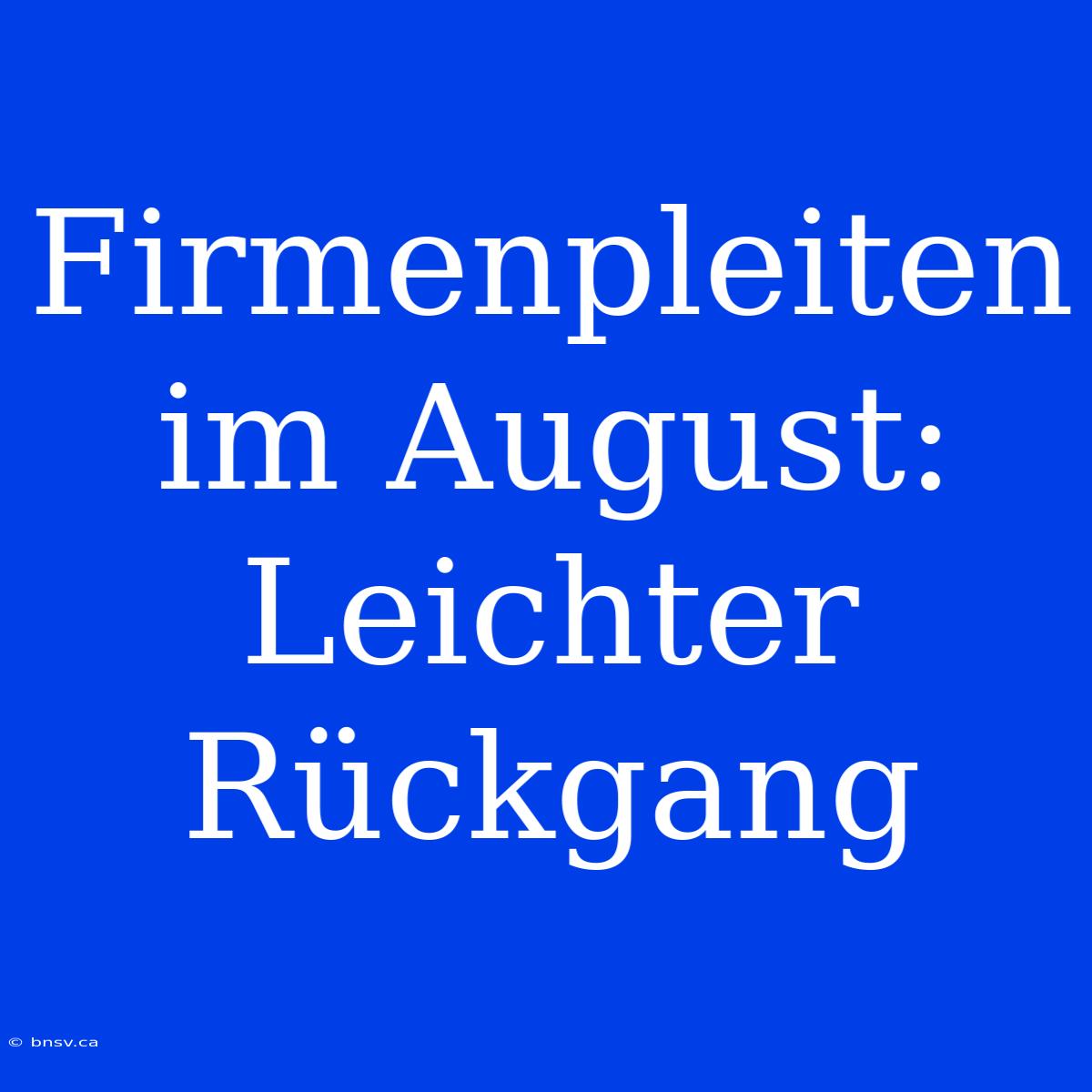 Firmenpleiten Im August: Leichter Rückgang