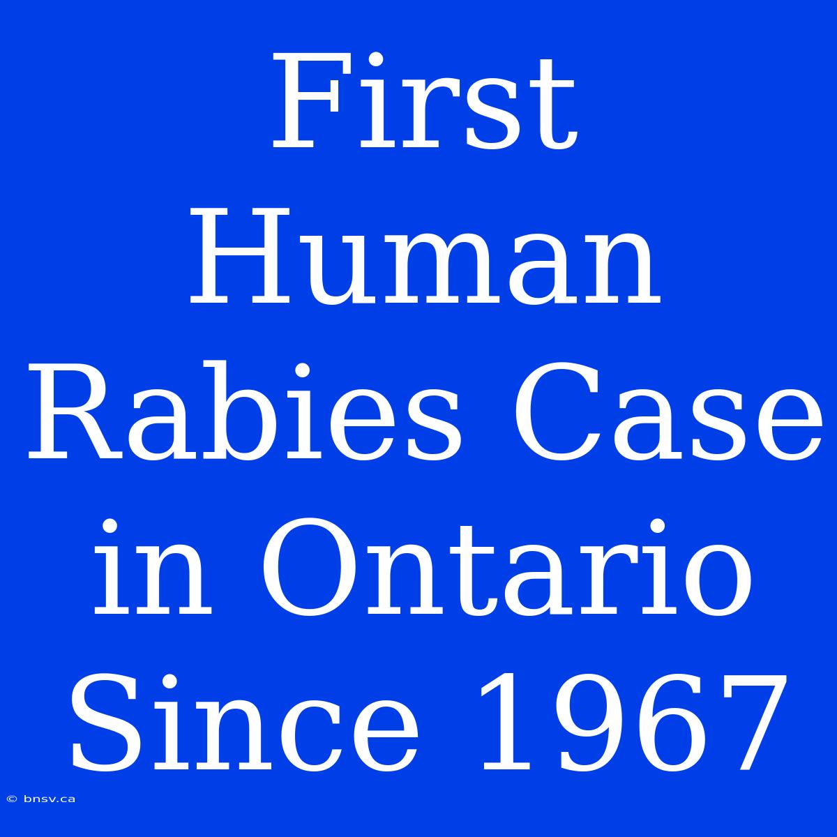 First Human Rabies Case In Ontario Since 1967