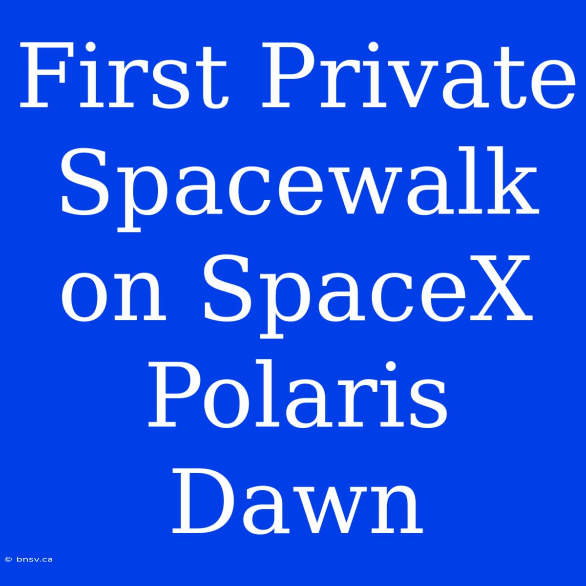 First Private Spacewalk On SpaceX Polaris Dawn