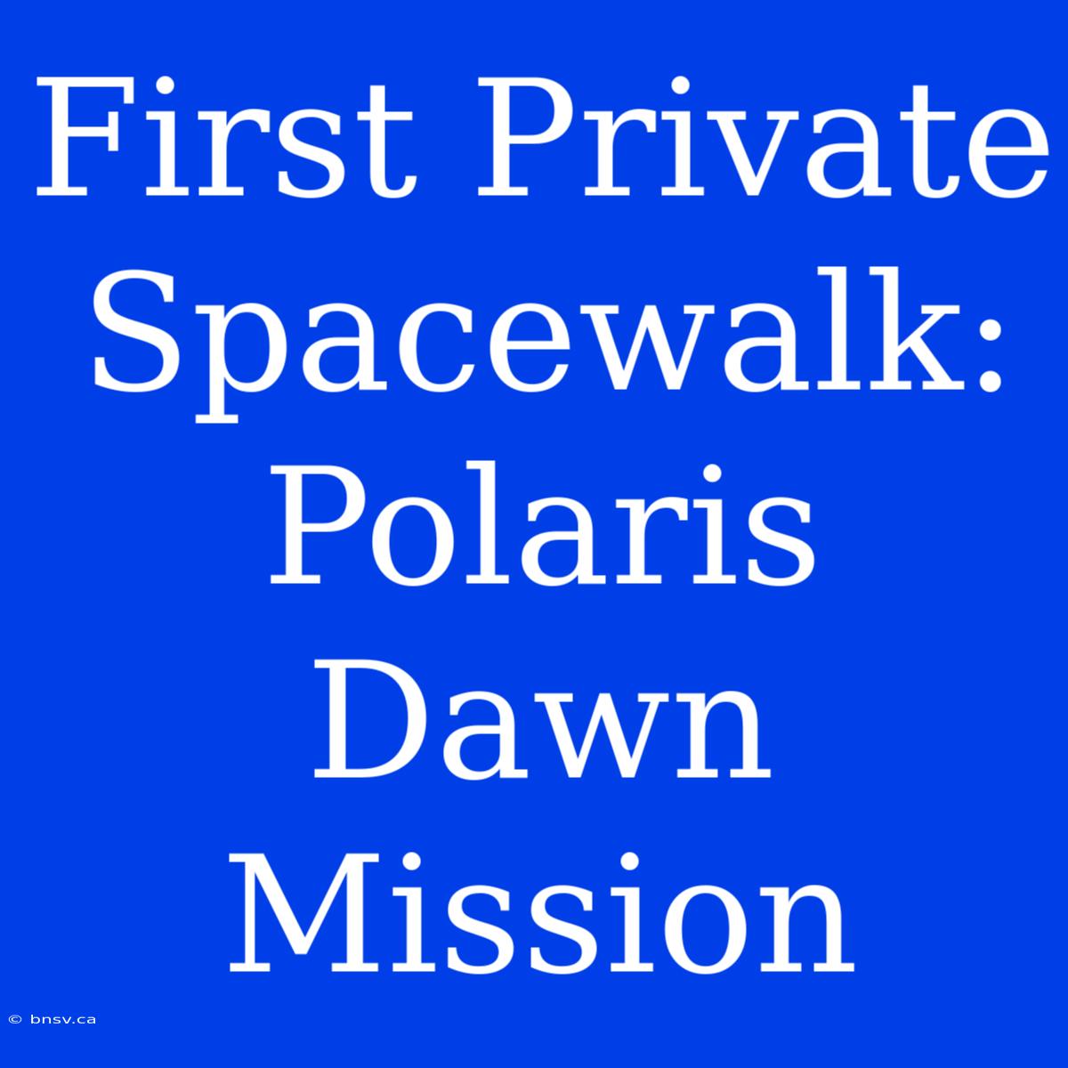 First Private Spacewalk: Polaris Dawn Mission