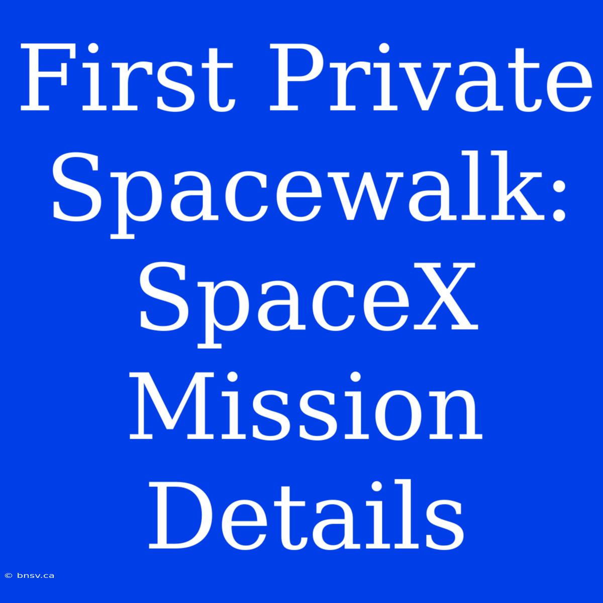 First Private Spacewalk: SpaceX Mission Details